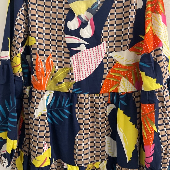 Patchwork Style Flowy Mini Dress - Picture 2 of 5